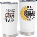 Gigi Mothers Day Gifts, Gigi Gifts for Grandma, Birthday Gift for Grandma from Grandkids, 20 oz Stainless Steel Tumbler With Lid & Straw