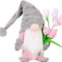 Gnome Plush Decorations Gift, 15 inch Gnome Decorations for Home,Spring Gnomes Plush for Tiered Tray Decor, Swedish Gnomes Mother's Day Decoration Home Tabletop Elf Doll,Grey 