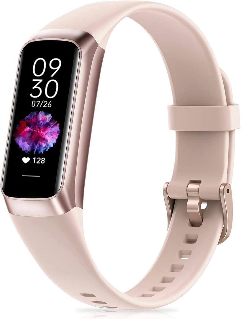 Fitness Tracker with Step Counter/Calories/Stopwatch, Activity Tracker, Health Tracker with Heart Rate Monitor, Sleep Tracker,1.10''AMOLED Touch Color Screen, Pedometer Watch for Women Men (Pink)