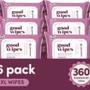 Goodwipes Flushable Butt Wipes Made with Vitamin E & Aloe - Soft & Gentle Wet Wipe Dispenser for Home Use, Septic & Sewer Safe - Largest Adult Toilet Towelettes - Rosewater, 360 Count (6 Packs), Best By: 01/09/2027