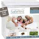 SafeRest Waterproof King Size Mattress Protector - Fitted with Stretchable Pockets - Machine Washable Cotton Blend Mattress Cover for Bed