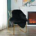 EasyJoy Ultra Soft Fluffy Shaggy Area Rug Faux Fur Rug Chair Cover Seat Pad Fuzzy Area Rug for Bedroom Floor Sofa Living Room (2 x 3 ft Sheepskin, Black)