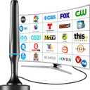 Digital TV Antenna for Smart Tv Indoor Antenna for Tv Without Cable with 360° Reception Strong Magnetic Base, tv Antenna for Local Channels, Supports 1080P and 4K -10ft Long Cables