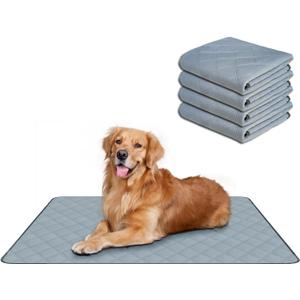 RIOUSSI Washable Pee Pads for Dogs, Reusable, Absorbent, Leakproof, Non Slip Pet Puppy Pads for Potty Training. Light Gray, 24x36 Inch(4pack)