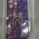 Shark Teeth Case for iPhone 13 Pro Silicone for Women and Men, Cute Soft Clear Camo Shark Face Full Body Protection Shockproof Cover, Compatible with iPhone 13 Pro 6.1-Inch Purple Blue Camouflage