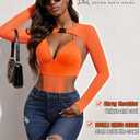 Avidlove Rave Outfits for Women Festival Sexy Lingerie Bodysuit Buckle Shrug Crop Top Set Orange