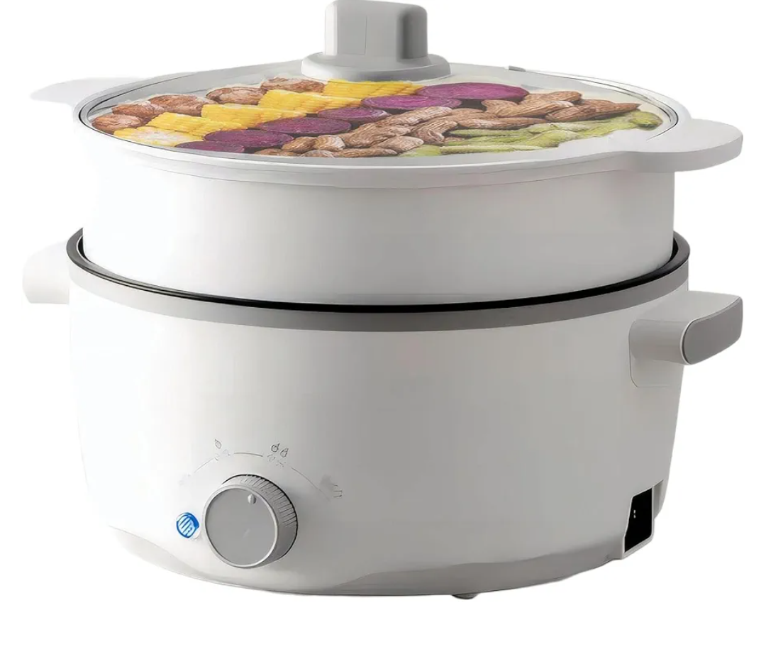 Hot Pot Electric with Steamer, 3L Ramen Cooker, Portable Cooker, Non-Stick Frying Pan, Sauté Pan (Hot Pot + Steamer) (Hot Pot + Steamer)