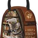 Cute Cat Lunch Box for Women Reusable Funny Cats Reading Books Lunch Boxes Insulated Cute Animal Cat Lover Lunch Tote Bag for Men & Women Office Work Travel Picnic