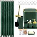 Bathroom Accessories Set-23Pcs Set, Complete Bathroom Decor & Home Decor, Bathroom Set with Toilet Brush, Trash Can, Soap Dispenser,Modern Bath Essentials (Green, Bath Set+Shower Curtain&Liner Set)
