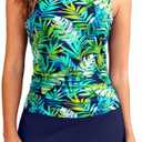 Daci Womens Tankini Swimsuits with Skirt - Two Piece Tummy Control Bathing Suits High Neck Swimwear Small