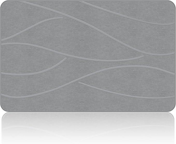 AWW Foldable Stone Bath Mat, Compact and Easy to Store Bath Mats for Bathroom, Easy to Clean, Slate Gray