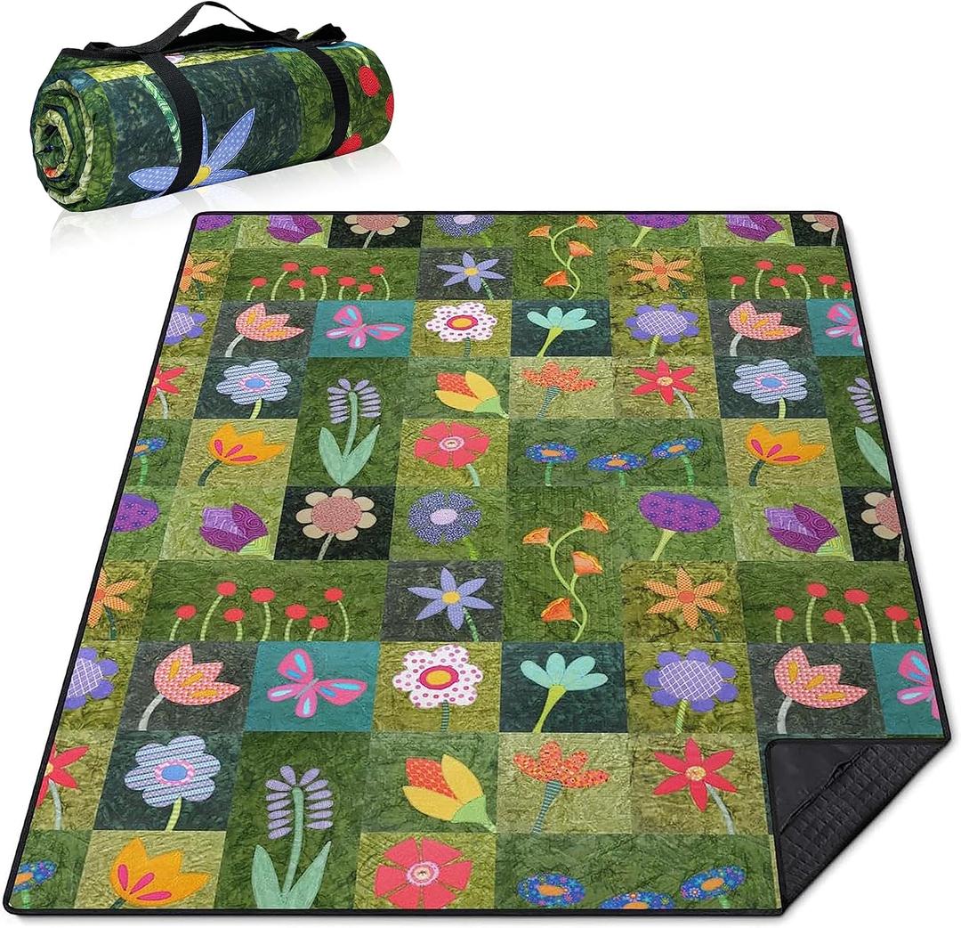 Supfitness Extra Large Picnic Blankets Waterproof Foldable (60 "x 80") Beach Blanket Waterproof Sandproof,3-Layer Thicking Mat Outdoor Packable Camping Blanket