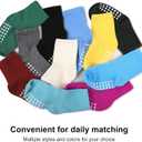 3 x 6 Pack Baby Socks and Toddler Socks,Soft Cotton Crew Socks with Non-Slip Grips for Infants,Boys and Girls,4-7 Years,(Black/DarkGreen/Khaki/RedBrown/Gray/Maroon)