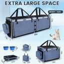 Petskd Double Extra Large Cat Carrier with Litter Box and Privacy Curtain, 48"x17"x17" Soft Cat Car Travel Carrier with Locking Zippers for Multiple Cats Long Distance Trip(Blue)