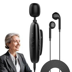 IceHeat Sound Amplifier for Seniors, Features Automatic Noise Reduction to Enhance Voices, Howling Suppression, Instant on-and-use Operation, and 7-Button Volume Adjustment (Jet black)