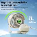 Desk Fan, 10 inch Air Circulator Quiet Operating Fan for Bedroom, 70ft Strong Airflow, Portable Fan Battery Operated with USB (D-Grey)