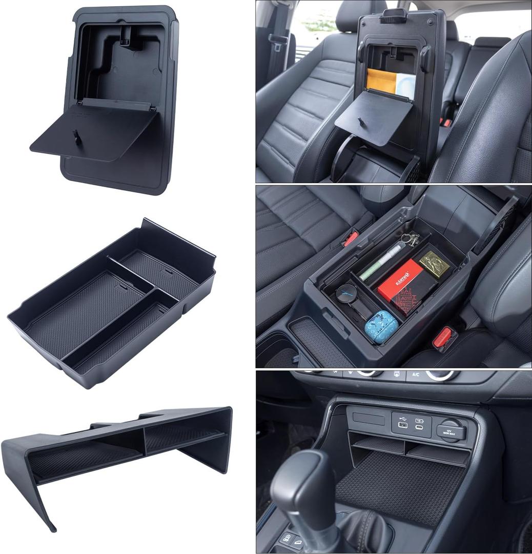 PIMCAR 3-Piece Center Console Organizer Set for 2023-2025 Honda CR-V & CR-V Hybrid - Custom Fit Armrest Tray, Console Tray and Hidden Storage Box, Durable ABS Car Accessories