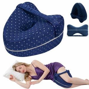 Knee Pillow for Side Sleepers Hip Pain,Alignment Pillows for Side Sleepers with Adjustable Strap,Leg Pillow for Side Sleeping,Shaped Memory Foam Pillows Relieving Leg, Back, Knee (Blue)