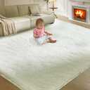 5X8 Ultra Soft Rug for Living Room, Fluffy Shag Area Rug for Bedroom, Modern Shaggy Carpets Fuzzy Rug for Teens Dorm Nursery Home Decor Aesthetic, Upgrade Anti-Skid Durable, Cream White