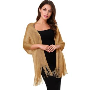 Shawl Wraps for Women, Formal Shawl Wraps for Evening Dress, Sparkly Scarf for Wedding, Cocktail Party, Prom (Gold)