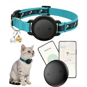 Android Cat Tracker Collar - Cats GPS Tracker Smart Pet Activity Tracker, No Subscription, Works with Google Find My App Bluetooth Finder Tag, Anti-Lost for Keys, Dog Items Blue