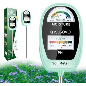 HSLGOVE Soil Test Kit, 2-in-1 Soil Moisture Meter/Soil PH Meter, Dual Screen Soil Tester, Soil Moisture Meter for Plants Watering/Gardening for Lawn,Farm Indoor&Outdoor Use-Tea Green