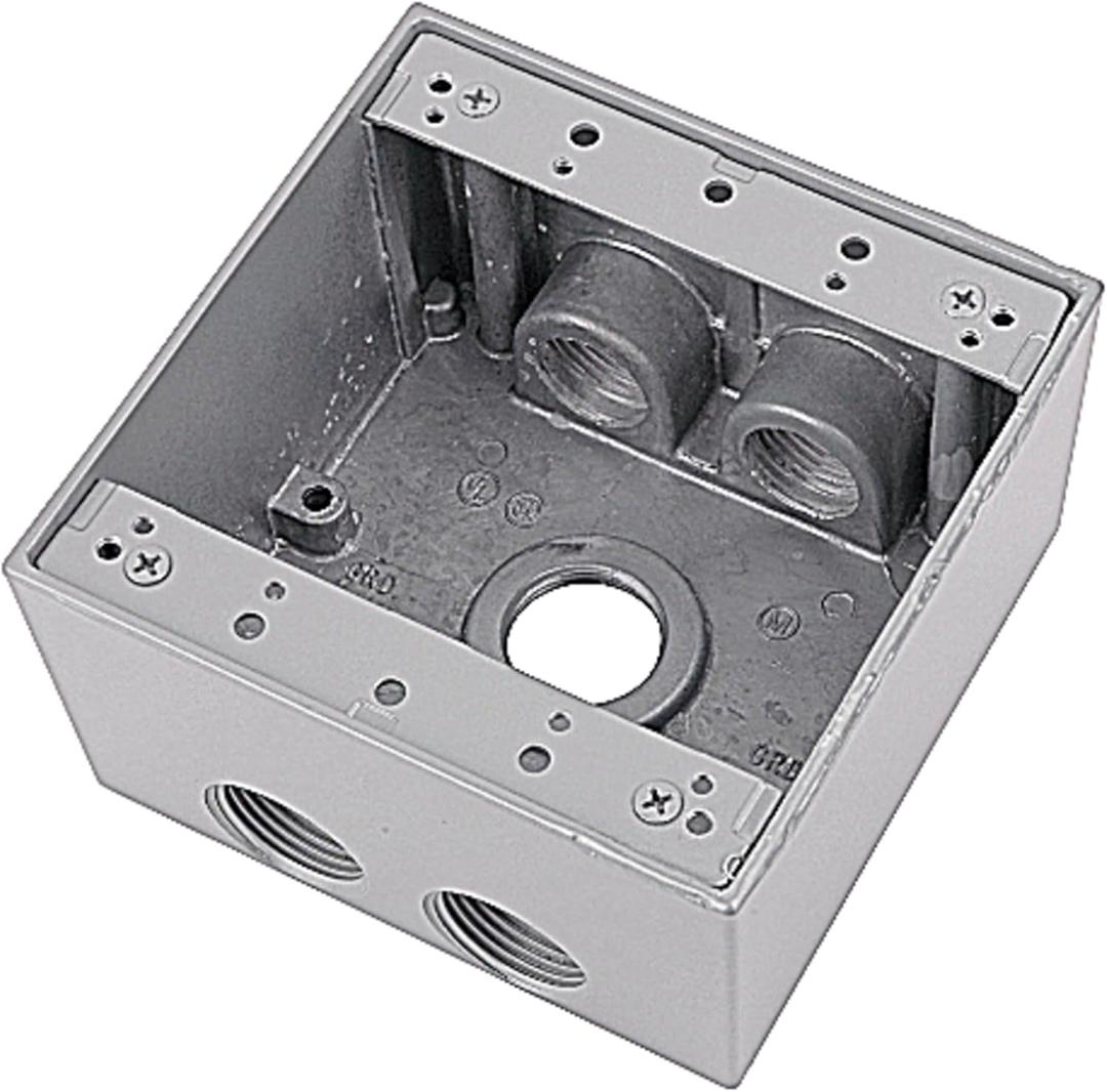 Red Dot 2IHD5-1 Device Outlet Box, 2 Gang, 5 Hub, 4-5/8-Inch Width by 2-1/16-Inch Depth by 4-9/16-Inch Height, Silver