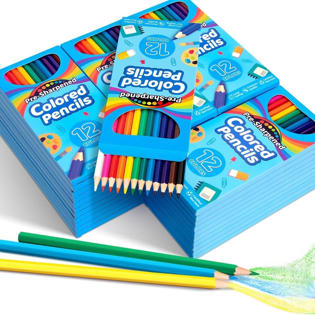 432 Count Colored Pencils Bulk, 36 Pack Colored Pencils for Kids, Pre-sharpened Coloring Pencils in 12 Vibrant Colors, Bulk School Supplies for Teachers, Classroom Prizes, Drawing Art Supplies