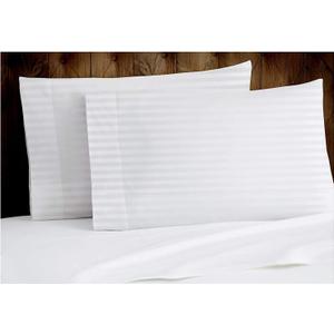 Set of Two Oversized Superhuge Pillow Case - Cover - 100% Egyptian Cotton, 600 Thread Count Sateen, (Size 31 x 40) (31 X 40, White Striped)