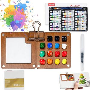 Mini Watercolor Paint Kit,Watercolor Paint Palette Travel Set, Pocket Artist Watercolor Travel Set, Mini Portable Watercolor Travel Set