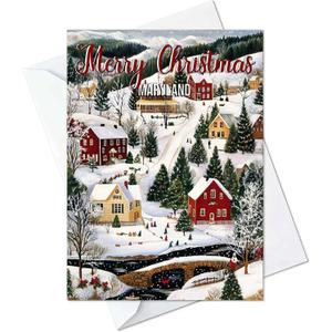Maryland Christmas Scenery Greeting Cards - Cards with Envelopes - (Set of 10) Large 5.8 x 8.3 inch Folded Card Blank Note Cards Holiday Xmas 8 (Maryland, Pack of 10)