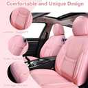 Pink Leather Car Seat Cover Full Set, Anti-Slip Universal