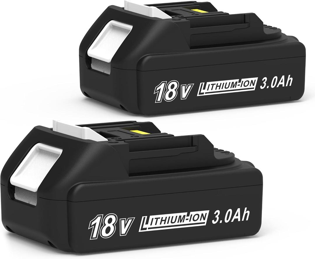CHAUNVEN 3000mAh 18V Battery Replacement for Makita 18V Battery Compatible with 18 Volt BL1830B BL1840B BL1850B BL1860B BL1815B Battery (2 Packs)
