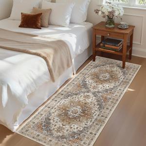 Madane Hallway Runner Rug - 2x5 Rug Runner Washable Runner Rugs Non-Slip Low-Pile Kitchen Runner Rug Laundry Room Rug Throw Carpet for Entrance Bedroom Living Room (2'x5', Turmeric/Grey)