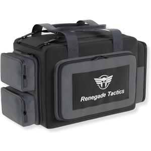 Tactical Range Bag for Rifles & Pistols, Heavy Duty 900D Gun Range Bag with Removable Velcro Dividers, Sand-Fill Shooting Rest, Magazine & Ammo Storage Organizer, Lockable Zippers, 19" long x 4" wide x 9" tall