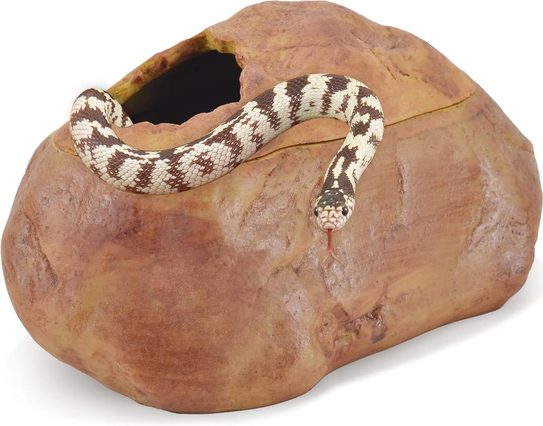 Antidious Snake Hide Cave for Gecko Shedding, Natural Rock Look Hideout, Reptiles Egg-Laying Shelters, Suitable for Corn Snake,Green Snake,Rat Snake and Gecko, M Size