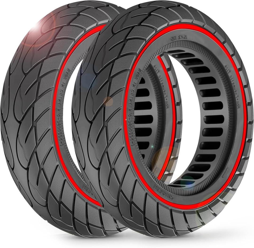 BANGTING 2PCS 10x2.125 inches Solid Tires for Electric Scooter, 50/75-6.1 Tire for Gotrax GXL V2 / XR/APEX, 8.5x2 inches Tire for Xiaomi Pro 2 / M365 / 1S and 8 1/2 x2 Tire Replacement (Red)