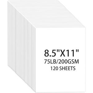 White Cardstock 8.5 X 11, 120 Sheets Card Stock, 75lb/ 200gsm Copy Paper, Cardstock Printer Paper for Art, Drawing, Invitations, DIY Cards, Watercolor, Craft, Construction, School & Office Supplies