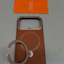 TORRAS Organic Leather for iPhone 17 Pro Case with Stand, Fit for Magsafe, 360 Spin Stand with Camera Control, Premium Leather Durable Stylish Q3 VegSkin for iPhone 17 Pro Phone Case, Saddle Brown