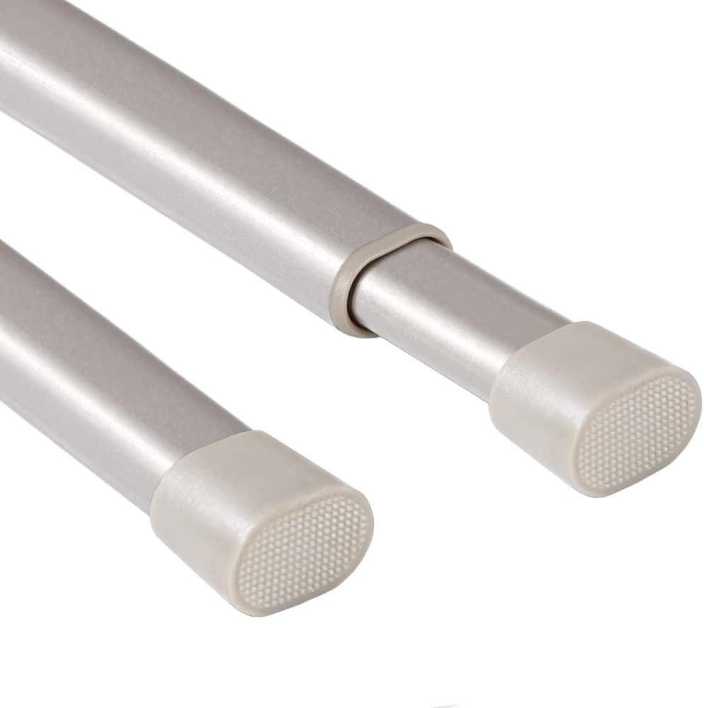 H.VERSAILTEX 2 Pack Spring Tension Curtain Rods 36-60 Inch Lightweight Tensions Rods Securely in Place; Easy to use/Install for Kitchen/Bathroom/Wardrobe, Durable Sturdy Rods, Nickel (36"-60" (2 PACK))