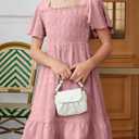 blibean Tween Girls Summer Dresses Kids Polka Dot Dress Size 6-15 Years (Pink)