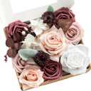 Ling's moment Terracotta Dusty Rose & Mauve Mini Artificial Flowers and Greenery Combo Box Set, Blush & White Fake Flower for DIY Wedding Bridal Bouquet, Centerpieces, Floral Arrangement Decor, etc.