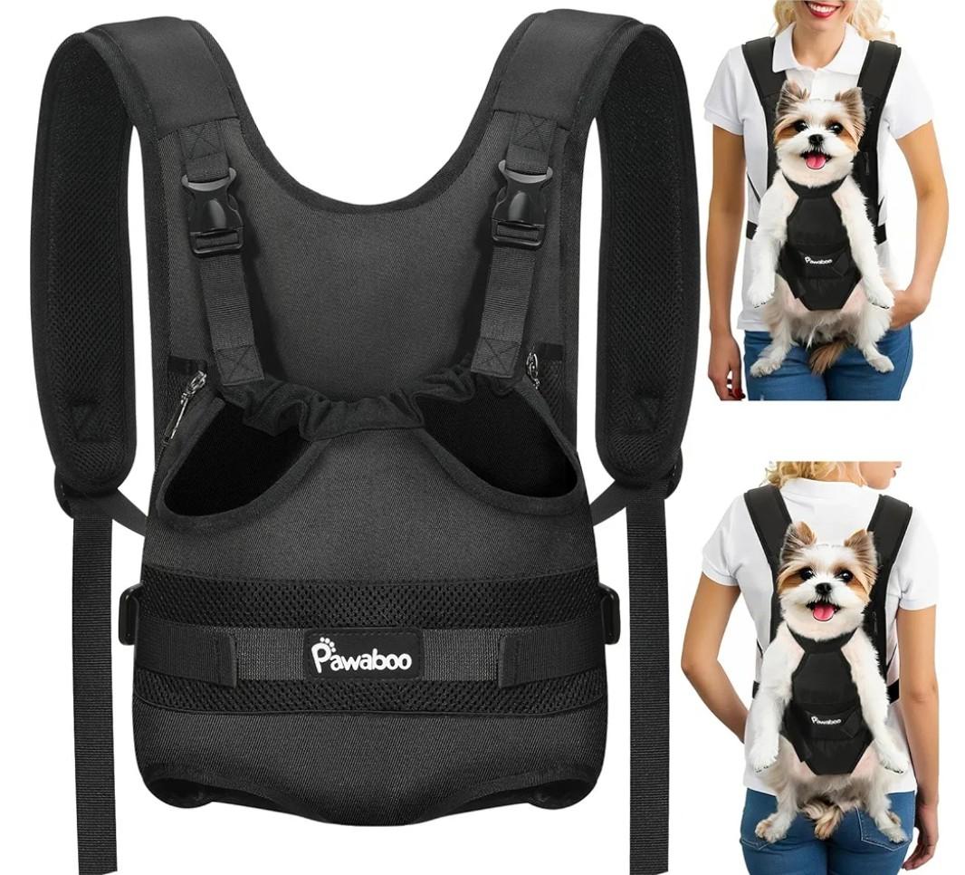 Pawaboo Pet Dog Front Carrier Backpacks, Legs Out Pet Carrier Backpack for Dogs, Adjustable Dog Chest Carriers Purse for Small Medium Dogs Hands Free for Travel Hiking Cycling Camping, M, Black