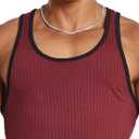 MIZOK Mens Gym Workout Sleeveless Tank Top Color Block Muscle Racerback Athletic Tops Ribbed Knit Shirt (XX-Large, Red)