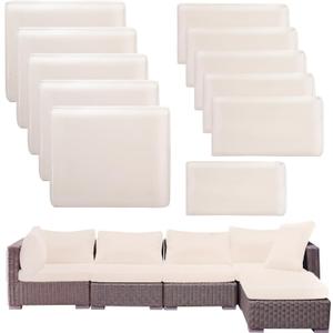 Thankyall Outdoor Patio Cushion Covers Replacement, Couch Cushions Covers with Zippers, Waterproof Patio Furniture Cushion Slipcovers for Couches, Outdoor Patio Furniture (Beige, 11 Piece Sets)