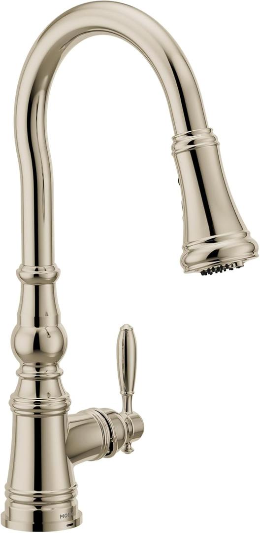 Moen Polished Nickel Weymouth 3-in-1 Water Filtration One-Handle Pulldown Kitchen Faucet, Water Filter for Sink Faucet Sold Separately, FS73004NL