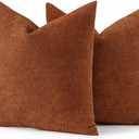 MIULEE Pack of 2 Decorative Throw Pillow Covers Soft Chenille Throw Pillows Solid Textured Cushion Covers for Couch Sofa Bedroom Living Room 18x18 Inch, Dark Rust