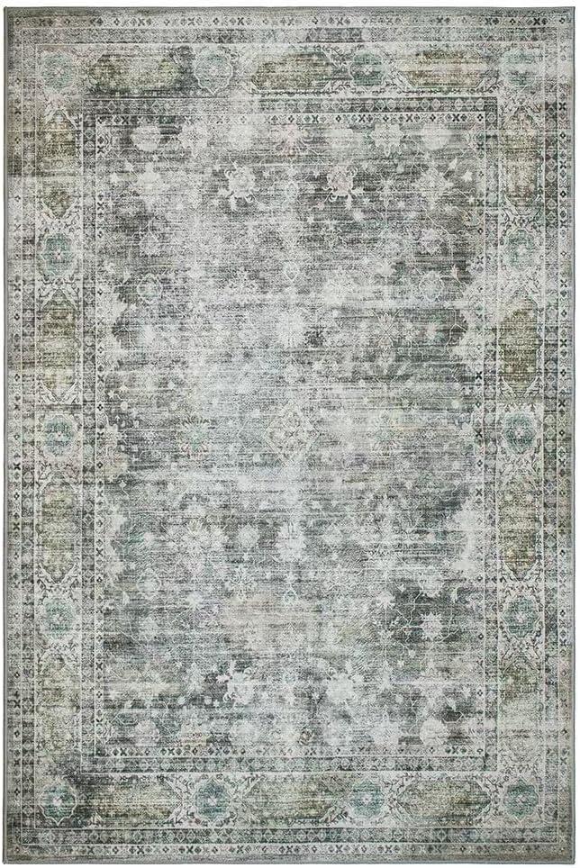 Area Rugs for Living Room 0.24inch Low Pile Faux Wool Bedroom Rug TPR Anti-Slip Backing Carpet Vintage Soft Rugs for Dining Room décor Machine Washable (Multi, 9 * 12)