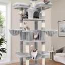 Globlazer Big Cat Tower for Indoor Cats, 80inch Cat Tower for Multiple Adult Cats XXL Cat Tree with Scratching Post, Hammock, 3 Perches, 2 Condos, 2 Hanging Basket, F80, Light Grey
