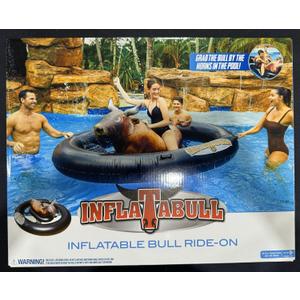 Inflatabull - Inflatable Pool Float Toy with Bull - Swimming Pool Floatie for Families, Adults, and Kids Ages 9 and Up